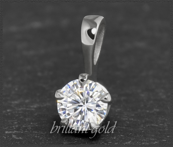 Brillant Anhänger 585 Gold, 0,80ct; 14K Weißgold